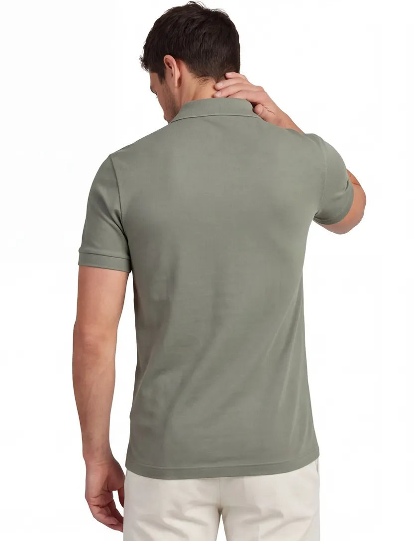 Poloshirt Boss Orange groen rits normale fit pique