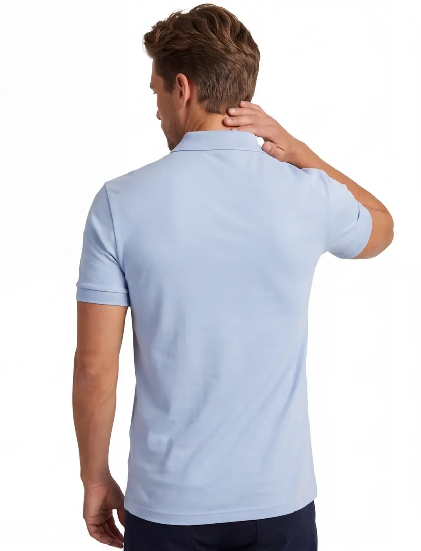 Poloshirt BOSS Orange lichtblauw rits normale fit pique