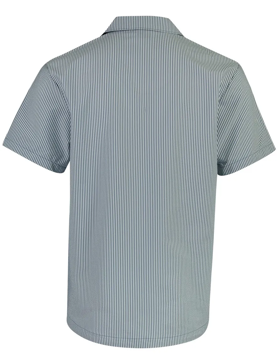 BOSS Black poloshirt gestreept blauw doorknoop