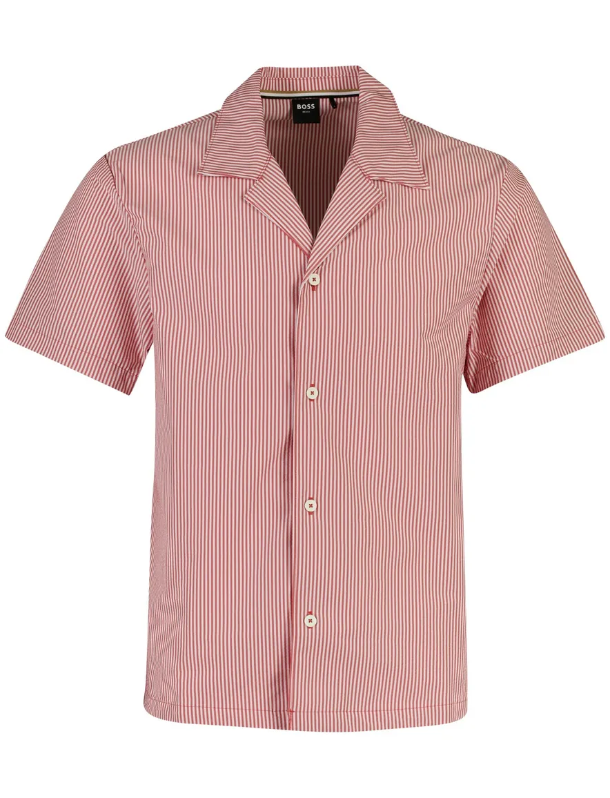Poloshirt BOSS Black rood gestreept normale fit