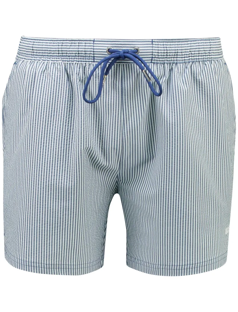Zwembroek BOSS Black blauw wit gestreept normale fit
