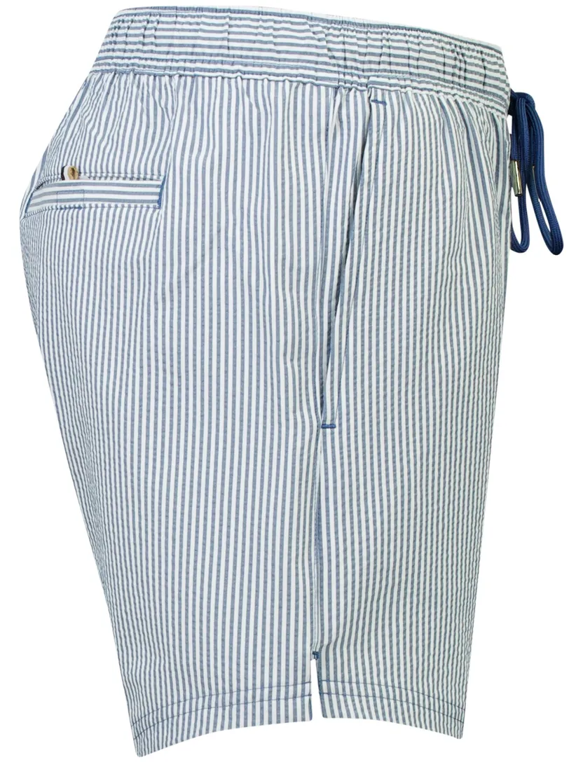Zwembroek BOSS Black blauw wit gestreept normale fit
