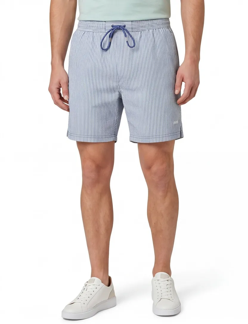 Zwembroek BOSS Black blauw wit gestreept normale fit