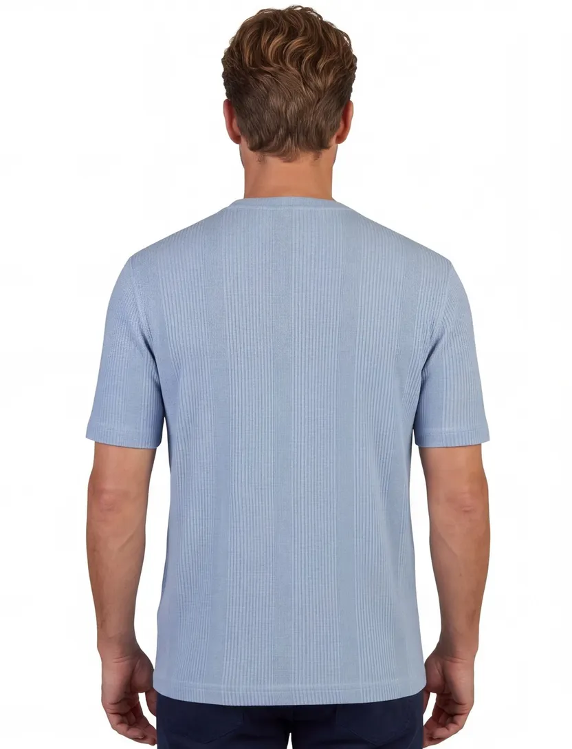 T-shirt BOSS black textuur lichtblauw
