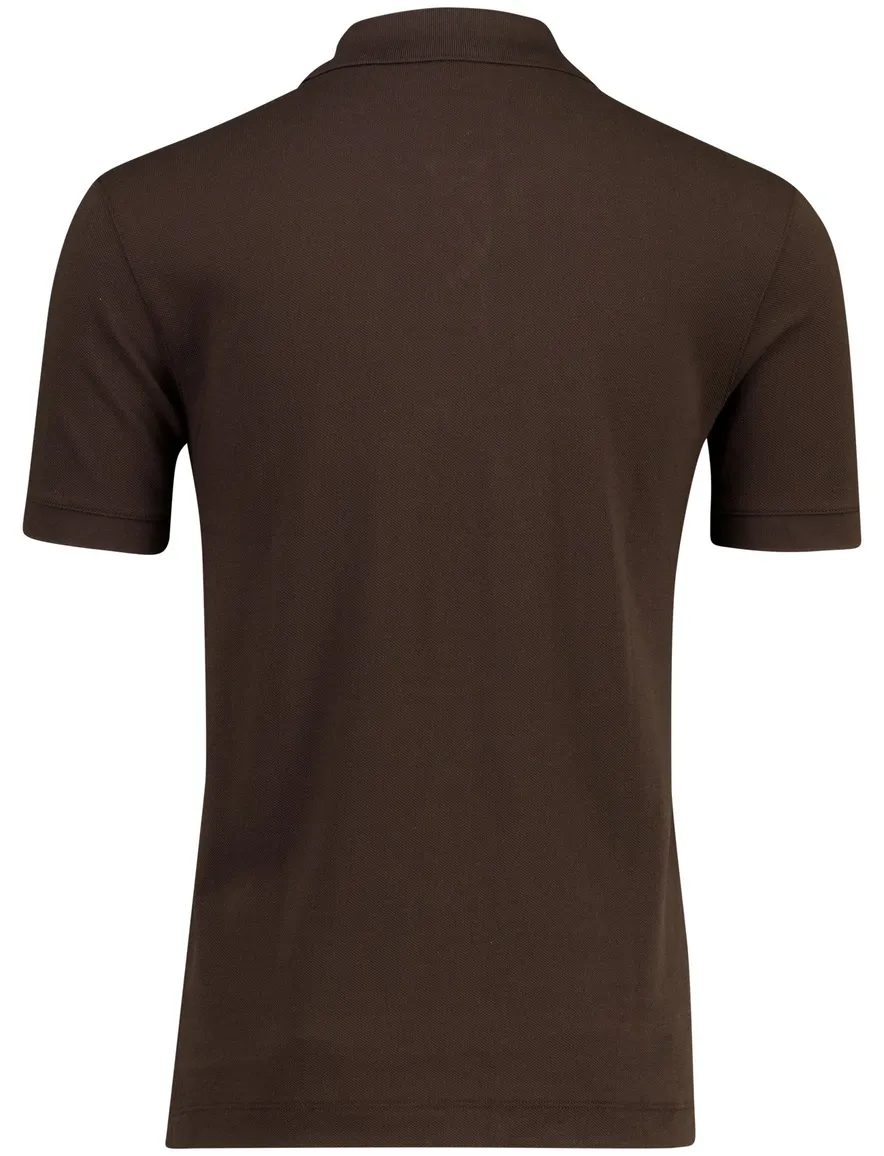 Poloshirt Boss Black Pallas donkerbruin pique 2-knoops