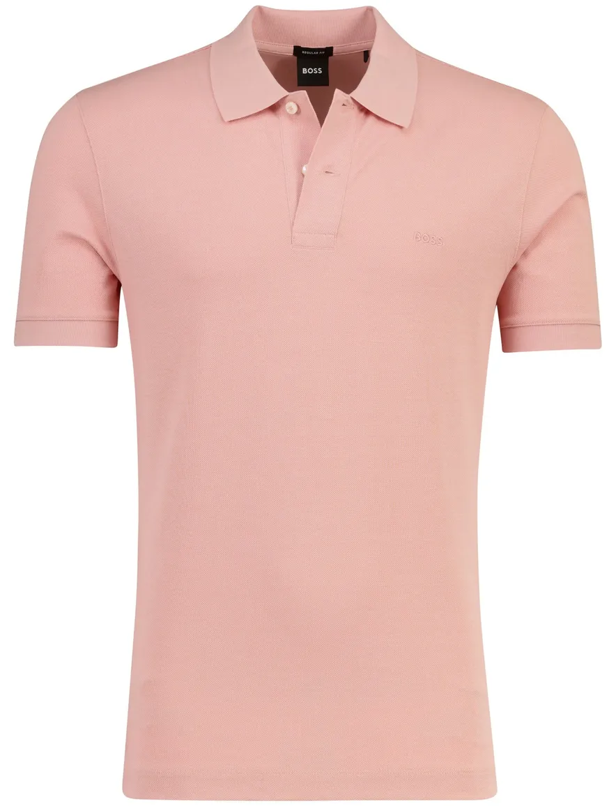 Poloshirt Boss Black Pallas pique roze katoen 2-knoops