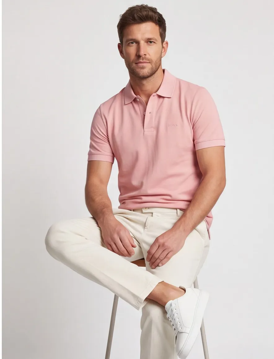 Hugo Boss Pallas polo roze 3-knoops
