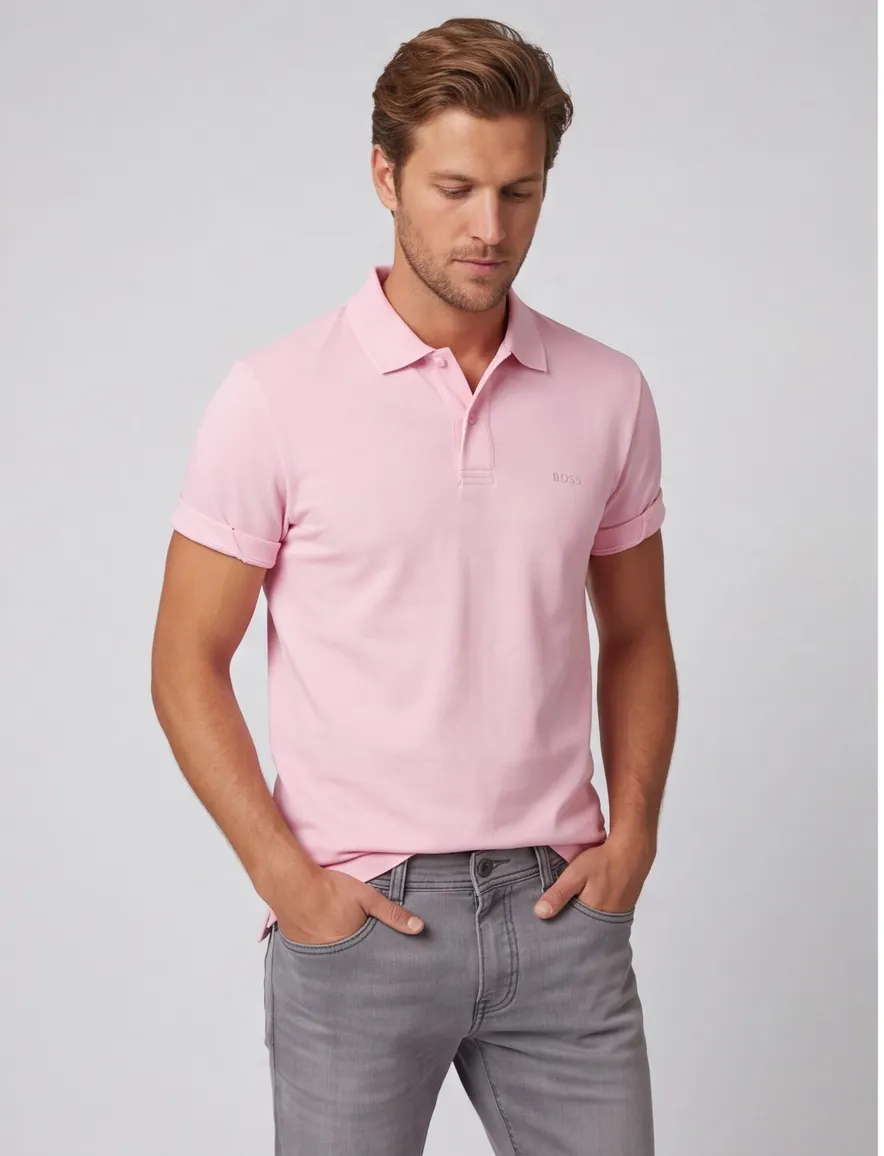 BOSS Black Pallas poloshirt roze pique