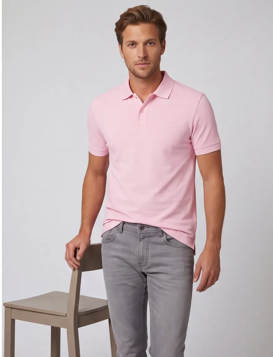 BOSS Black Pallas poloshirt roze pique
