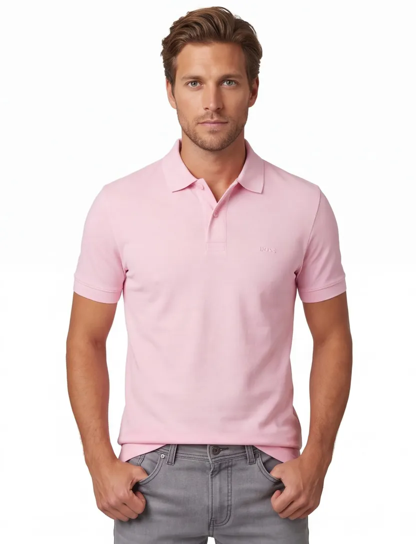 BOSS Black Pallas 2-knoops poloshirt roze