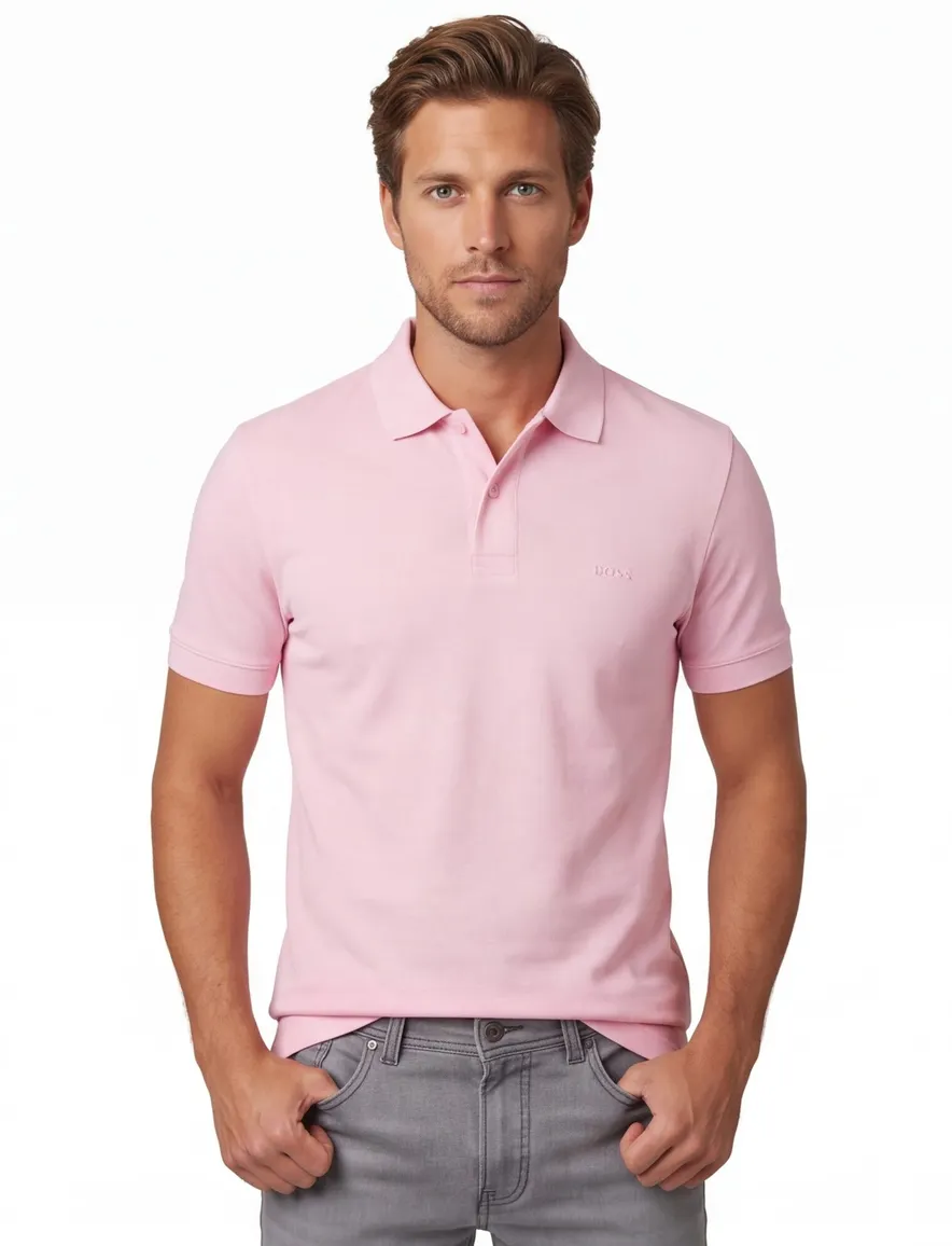 BOSS Black Pallas poloshirt roze pique