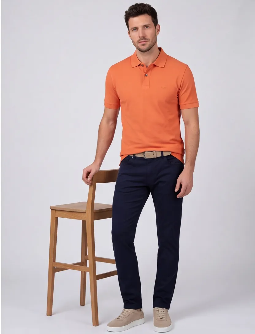 BOSS Black Pallas 2-knoops poloshirt oranje