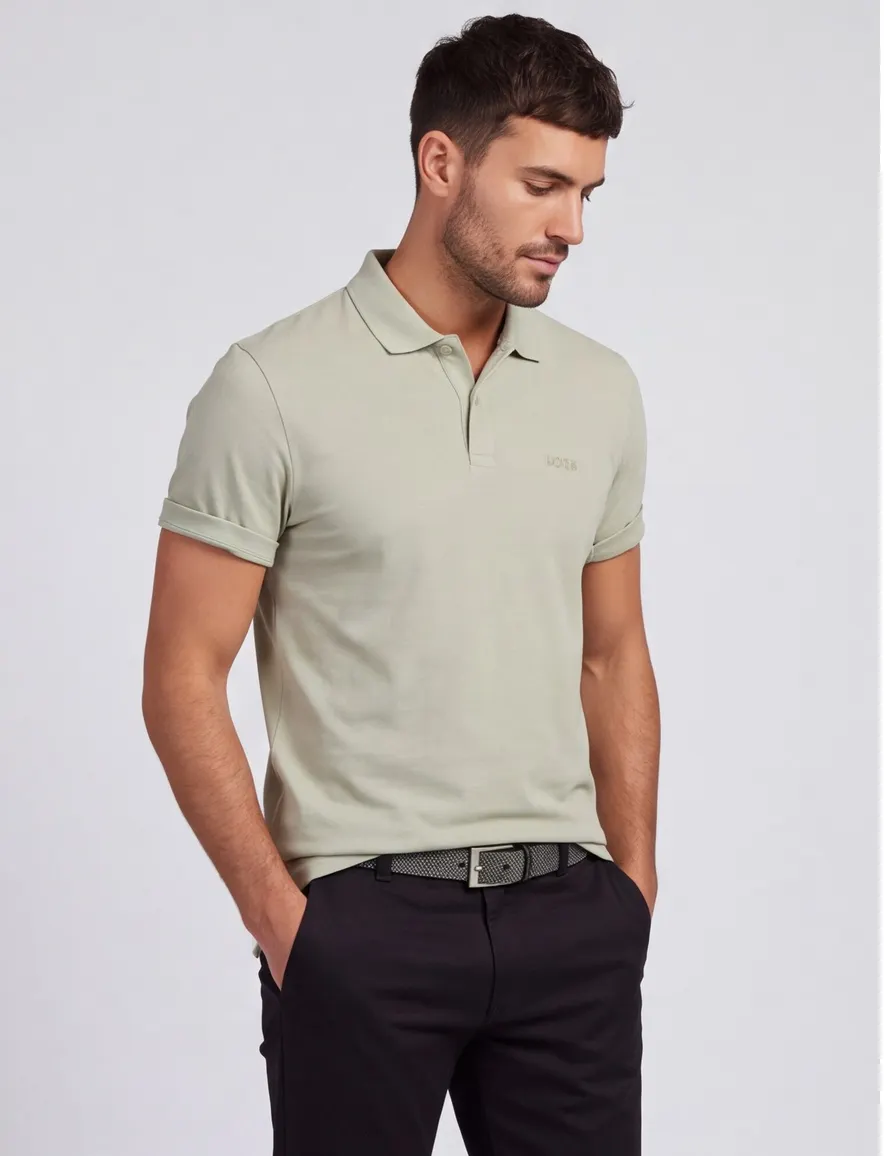 BOSS Green poloshirt Regular Fit Pio lichtbeige 2 knoops