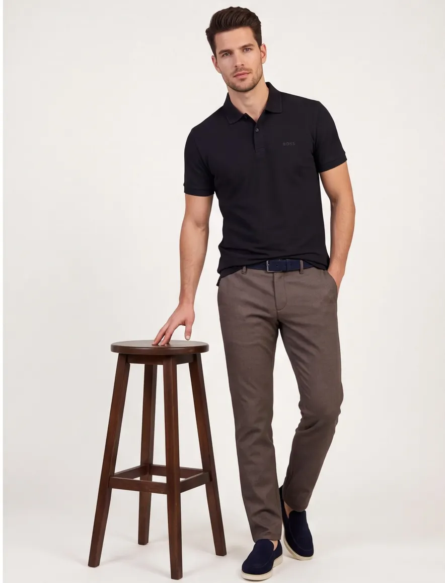 Normale fit poloshirt BOSS green pique donkerblauw