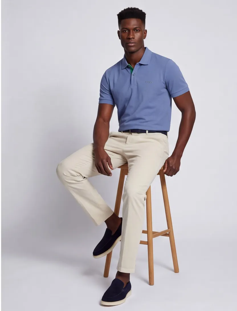 Poloshirt BOSS Green Regular Fit Pio blauw 2 knoops