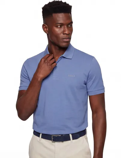 Hugo Boss Poloshirt BOSS Green Regular Fit Pio blauw 2 knoops
