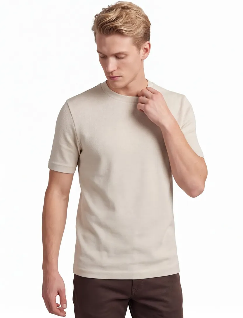 Beige t-shirt BOSS Black Thompson ronde hals