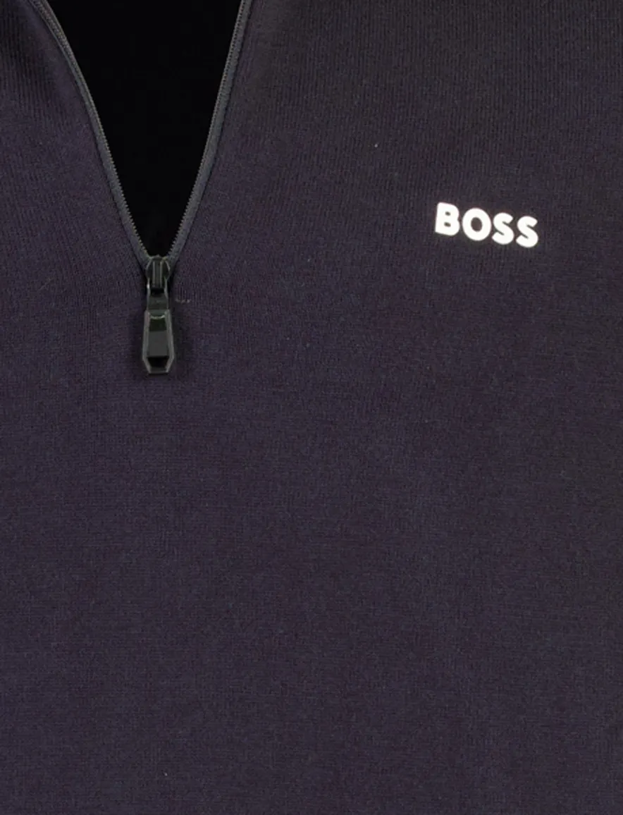 Boss green polo lange mouw donkerblauw