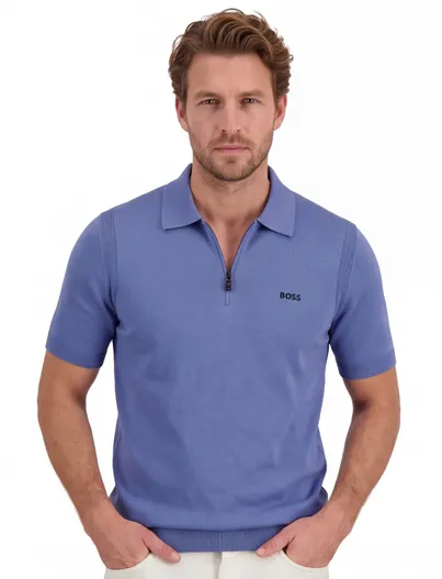Hugo Boss BOSS Green poloshirt Ever-X PS Blauw zip kraag