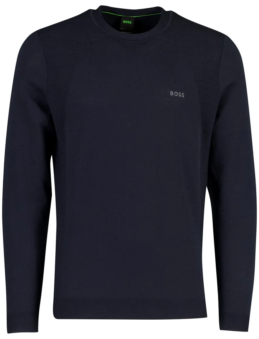 Boss Green polo lange mouw donkerblauw