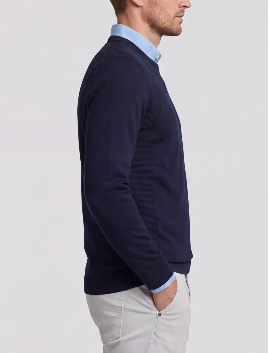 Boss Green polo lange mouw donkerblauw