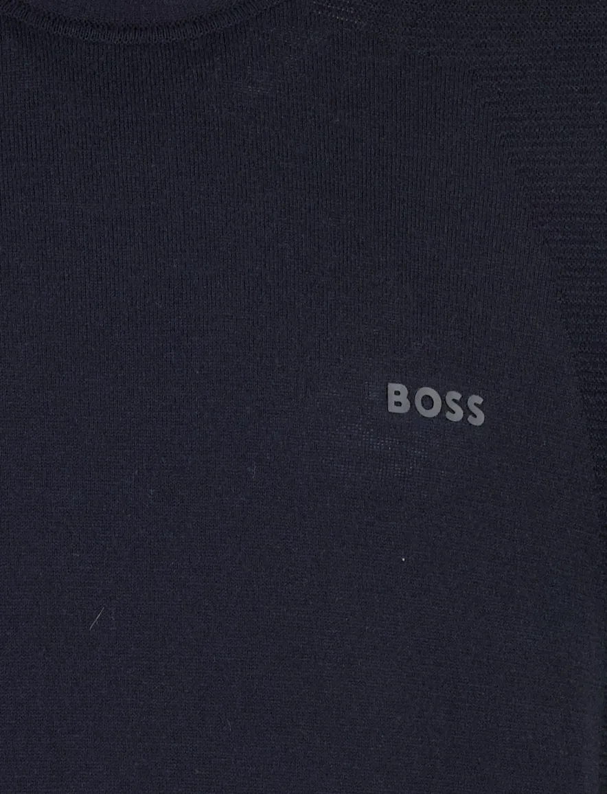 Boss Green polo lange mouw donkerblauw