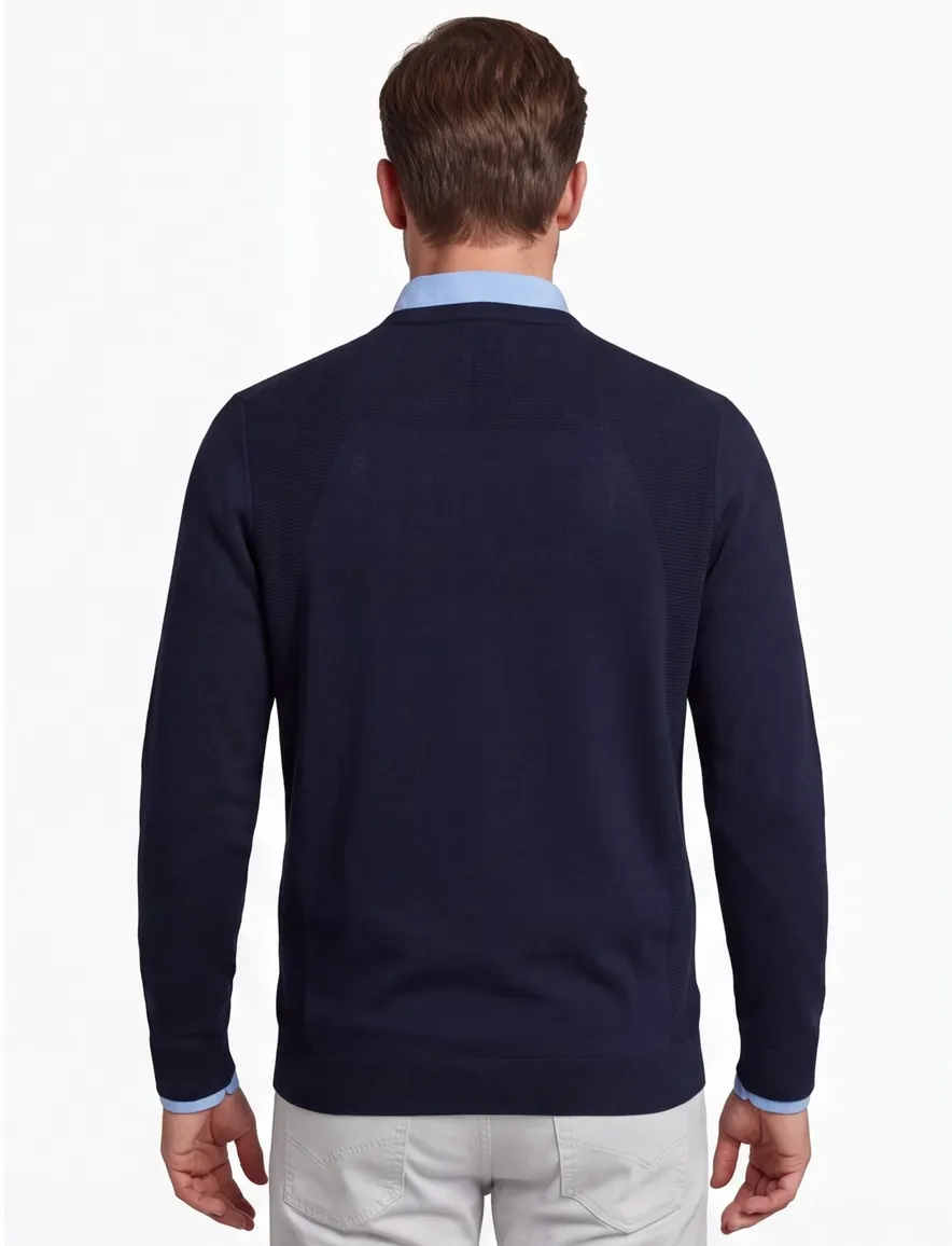 Boss Green polo lange mouw donkerblauw