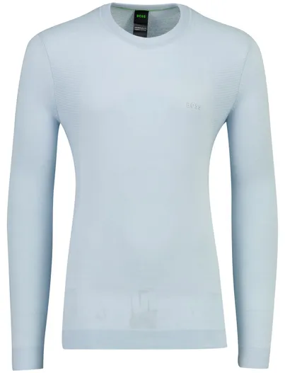 Hugo Boss Trui BOSS Green lichtblauw structuur normale fit
