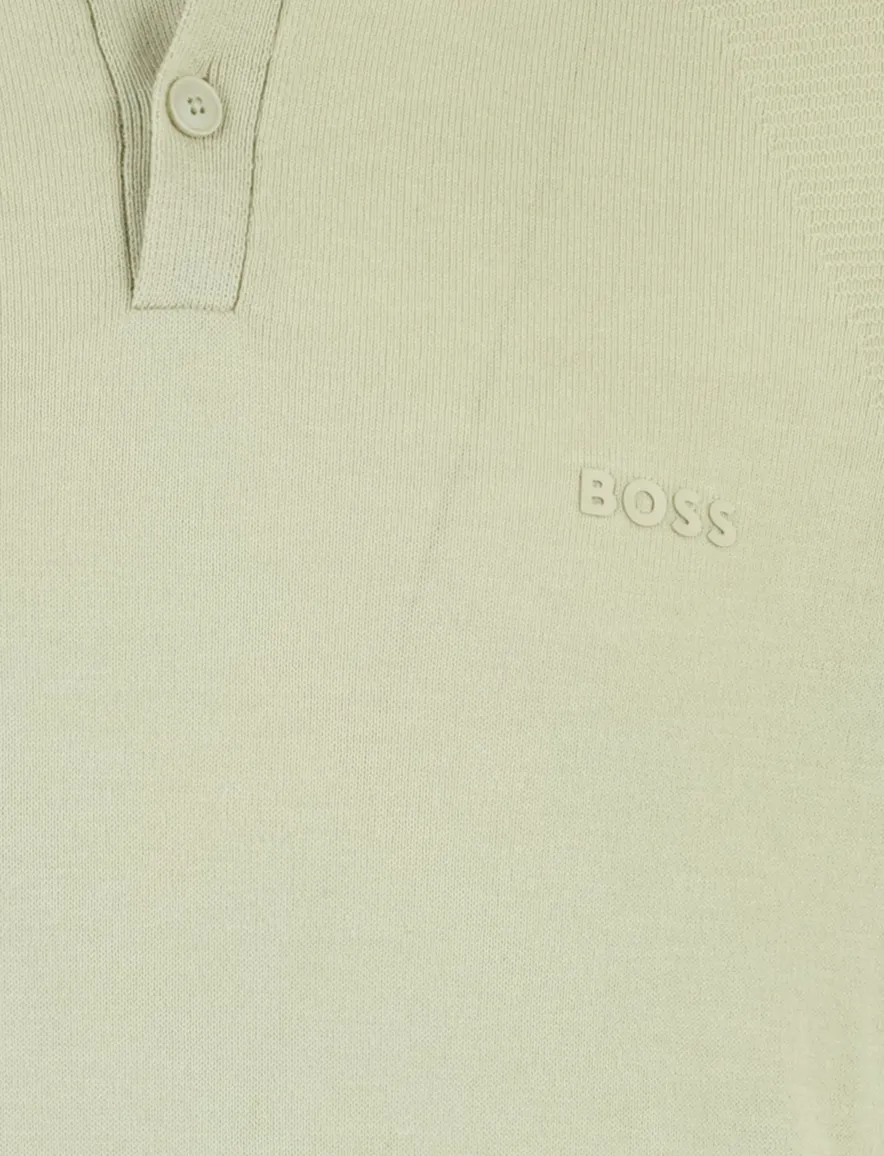 Boss Green polo lange mouw beige