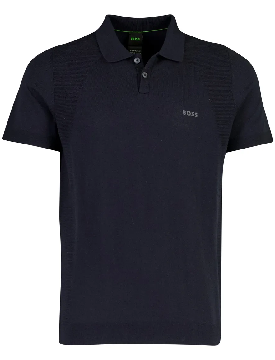 Boss Green polo lange mouw donkerblauw