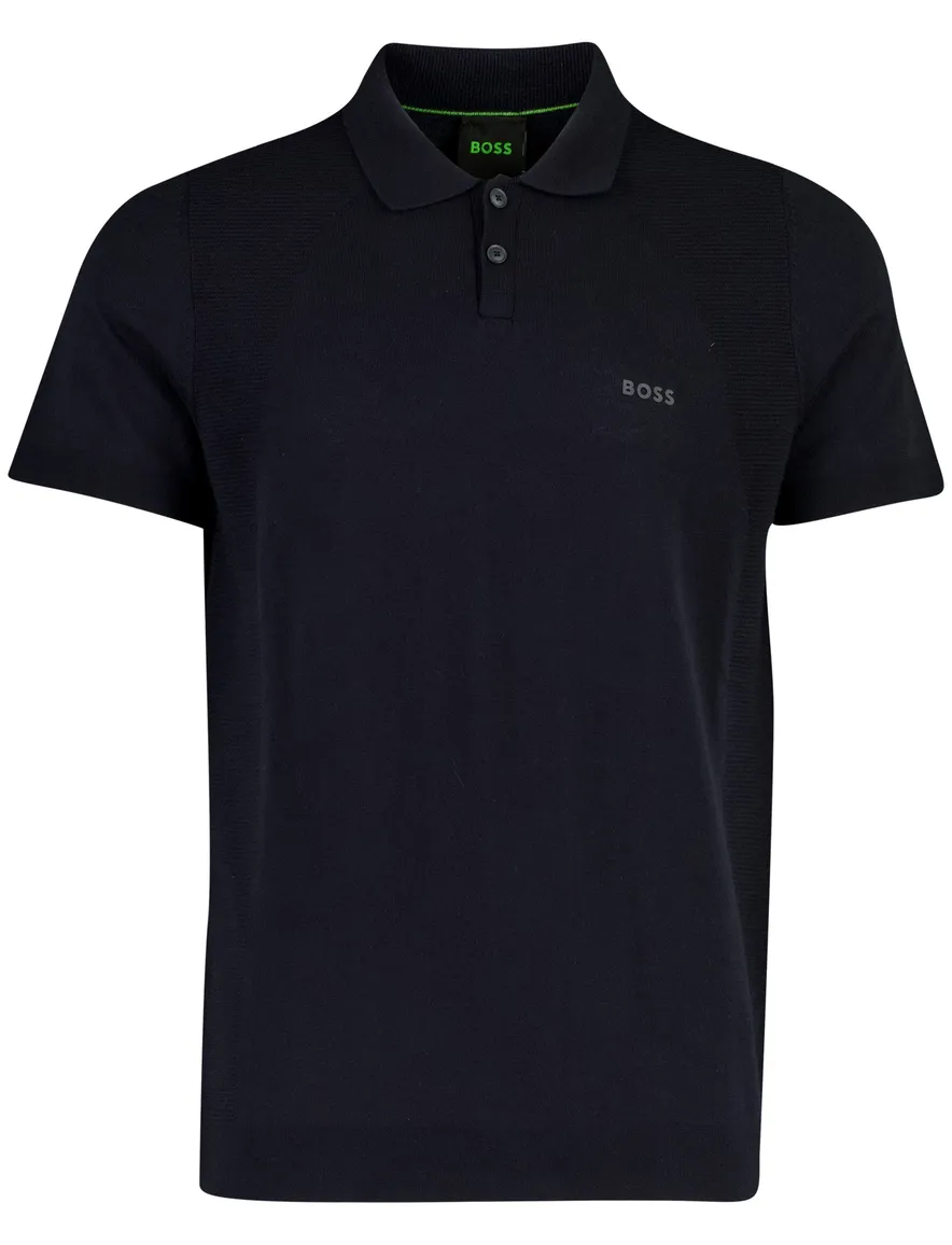 Boss Green polo lange mouw donkerblauw