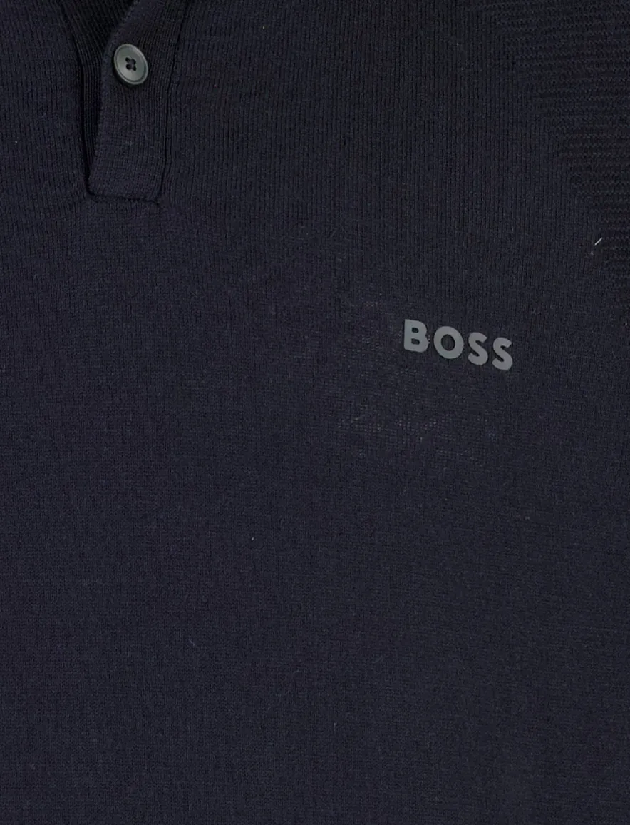Boss Green polo lange mouw donkerblauw