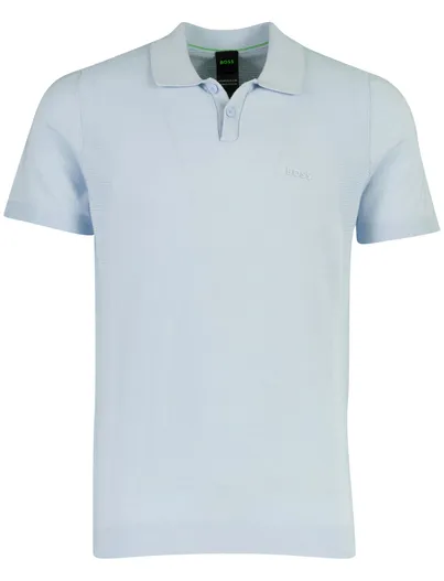 Hugo Boss BOSS Green poloshirt lichtblauw gestructureerd