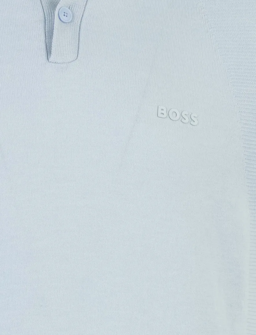 Boss Green polo lange mouw blauw