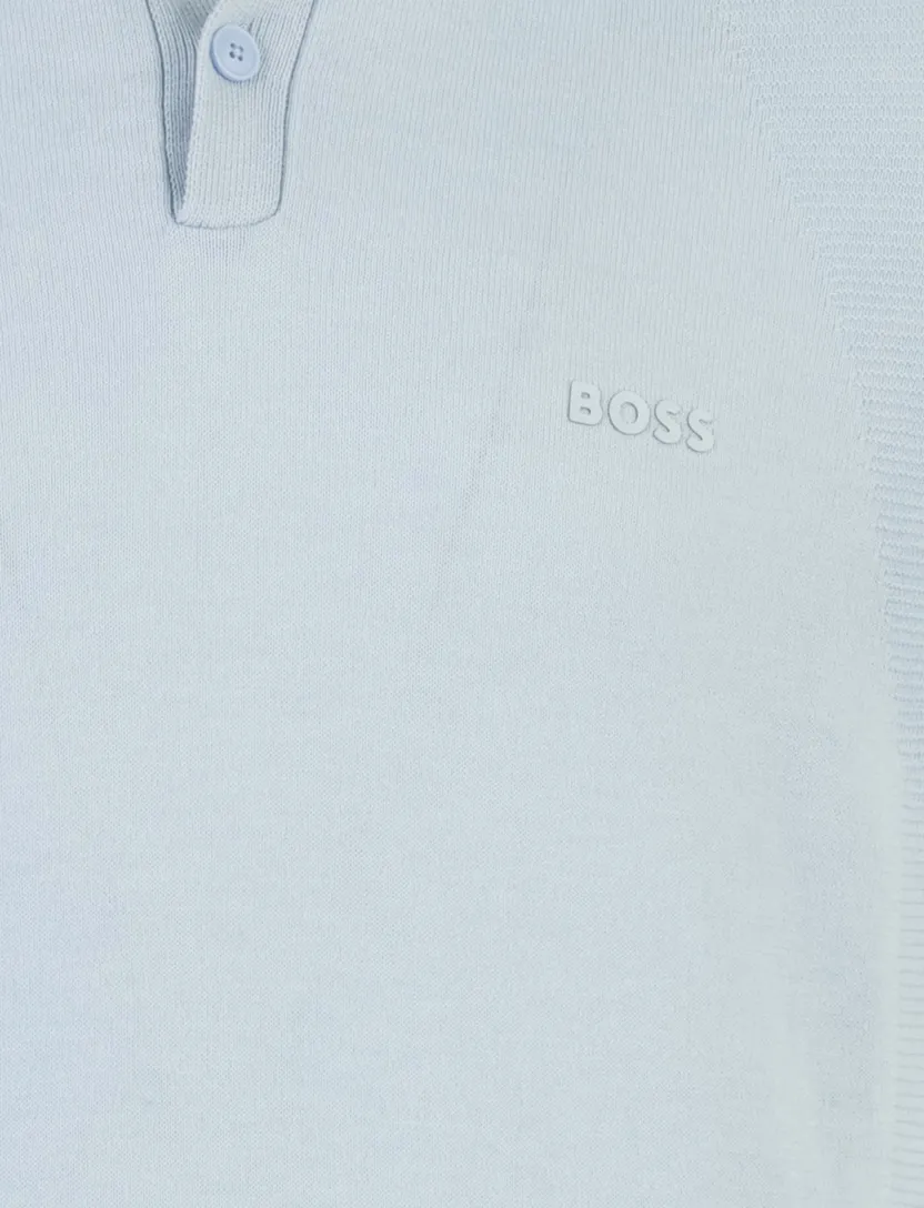 BOSS Green poloshirt lichtblauw gestructureerd