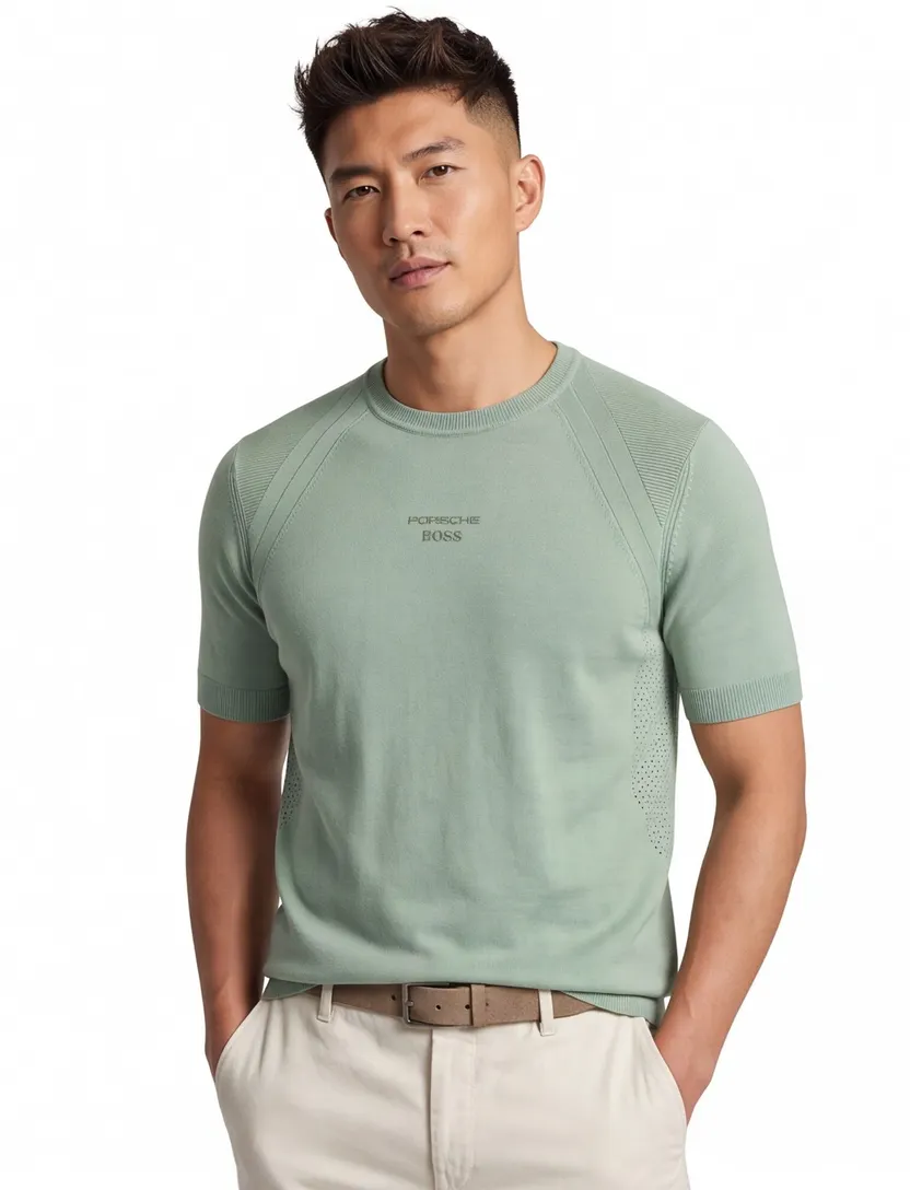 BOSS Green T-shirt groen Porsche lijn normale fit