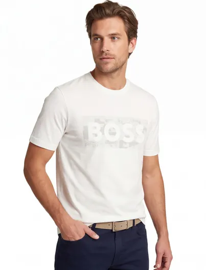 Hugo Boss T-shirt BOSS Green wit normale fit katoen