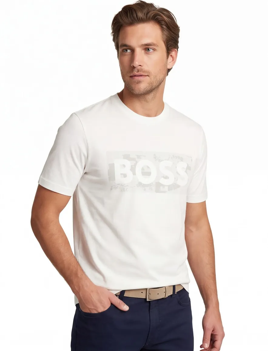 T-shirt BOSS Green wit normale fit katoen