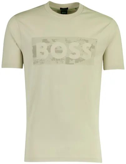 Hugo Boss T-shirt beige BOSS Green logo print