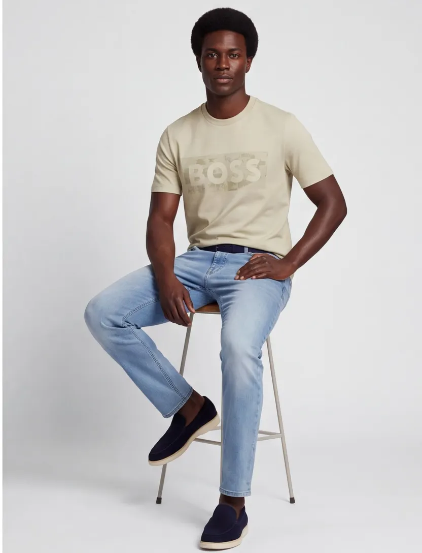 T-shirt beige BOSS Green logo print