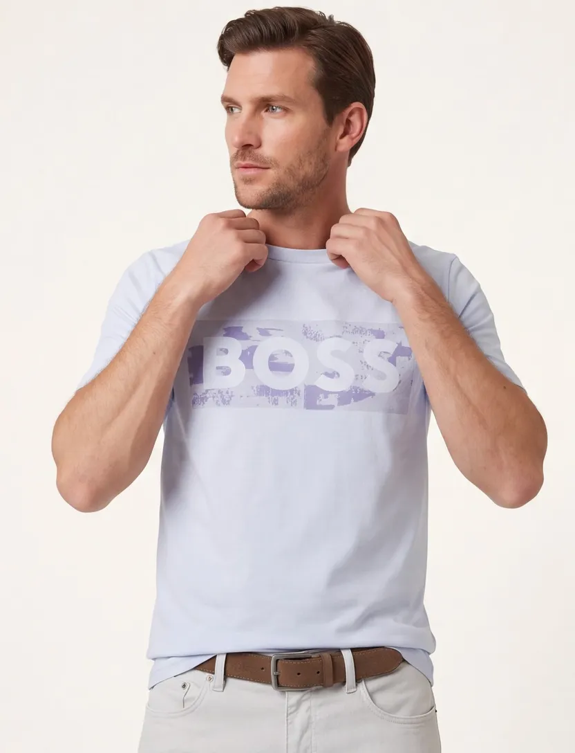 BOSS Green t-shirt lichtblauw ronde hals