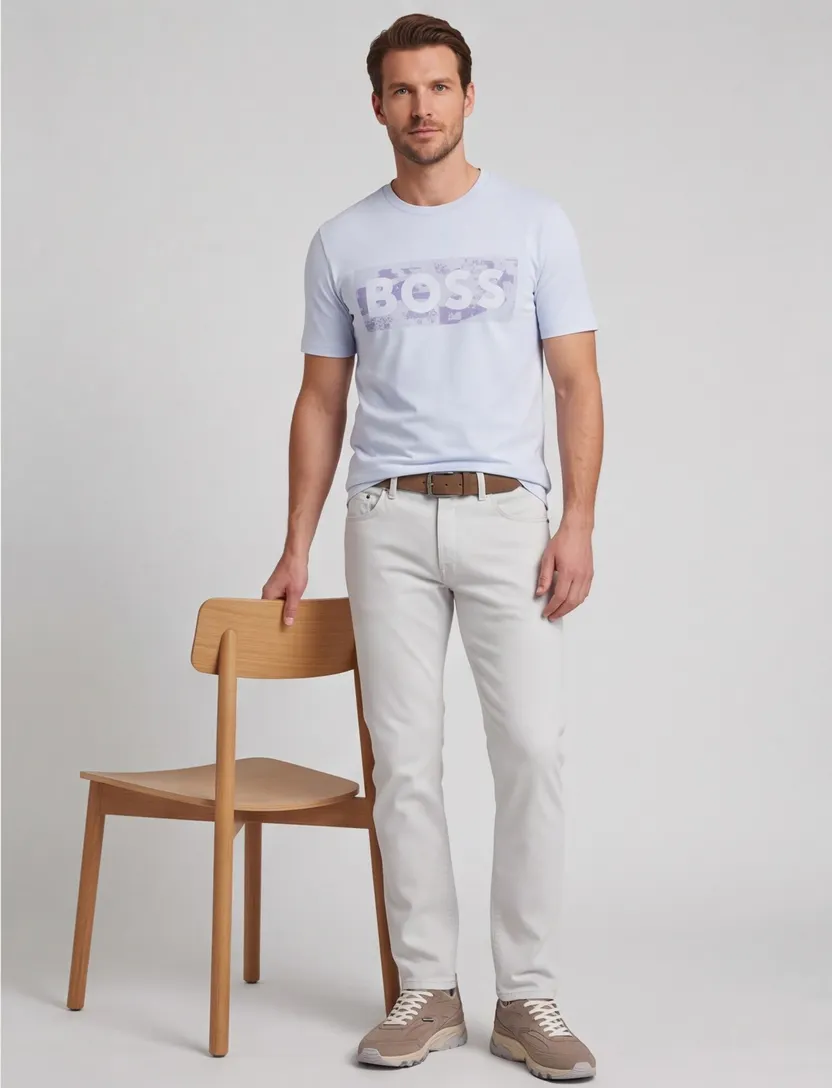 BOSS Green t-shirt lichtblauw ronde hals