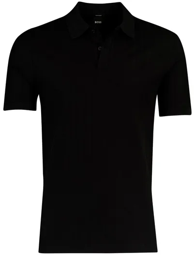 Hugo Boss Boss Black poloshirt korte mouw zwart structuur