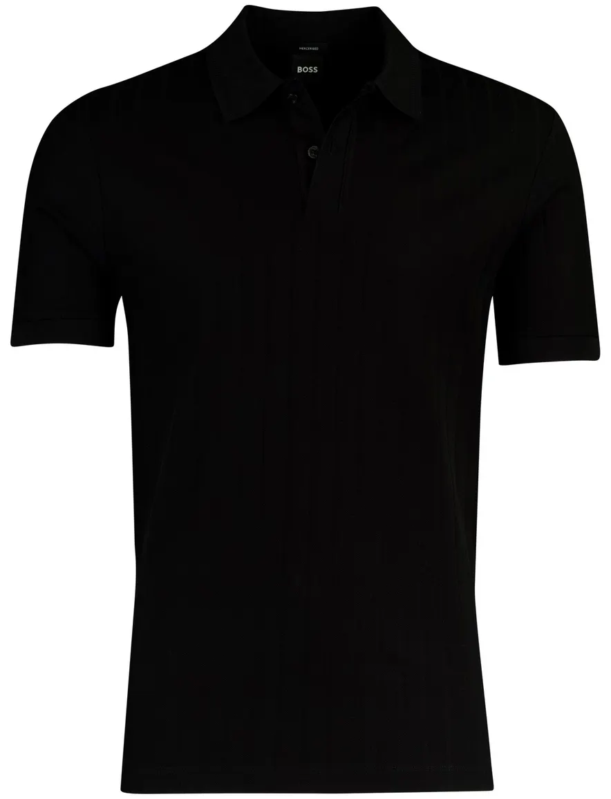 Boss Black poloshirt korte mouw zwart structuur