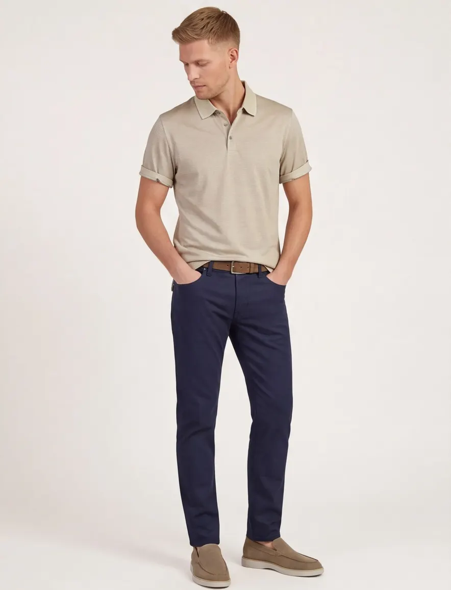 BOSS Black poloshirt beige geprint katoen