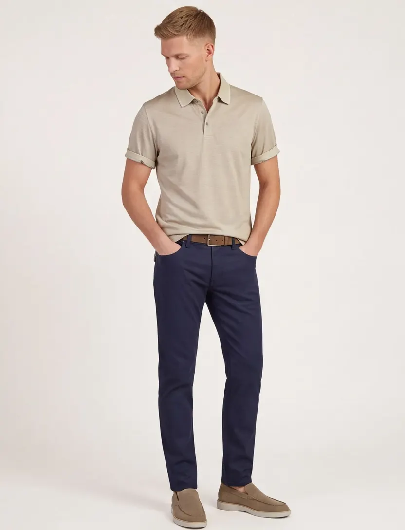 BOSS Black poloshirt beige katoen geprint