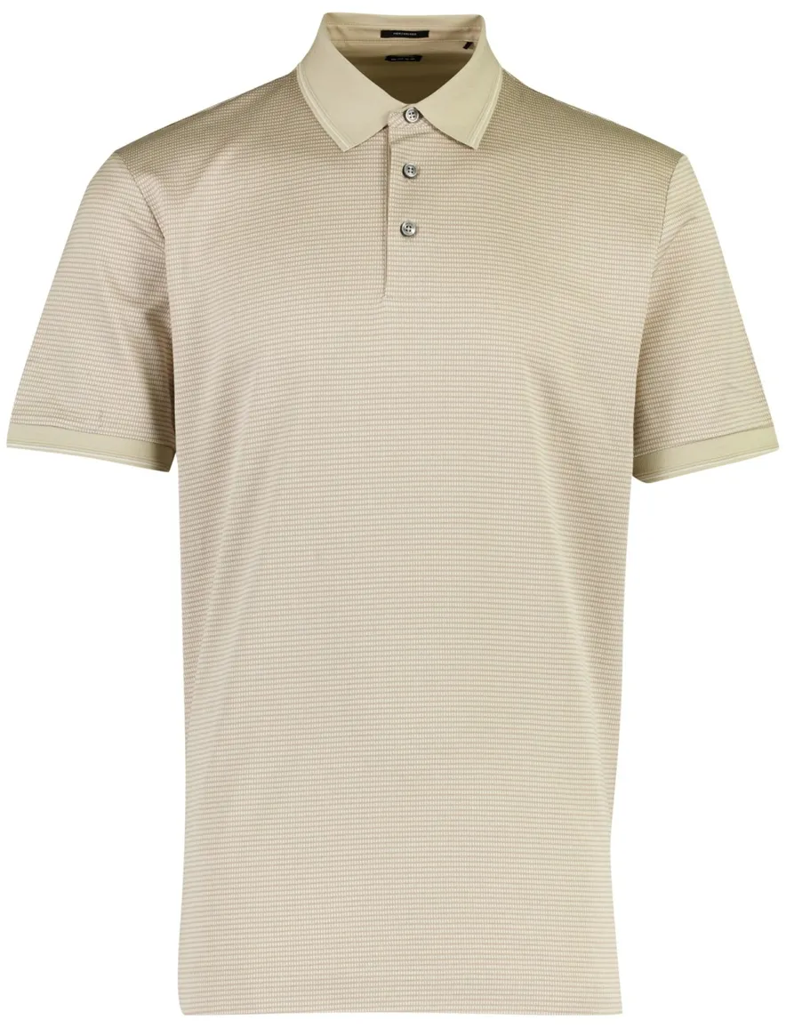 BOSS Black poloshirt beige geprint katoen