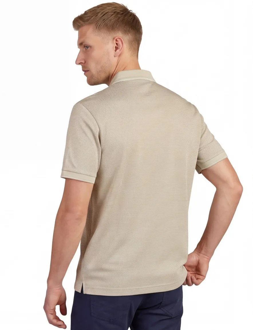 BOSS Black poloshirt beige geprint katoen