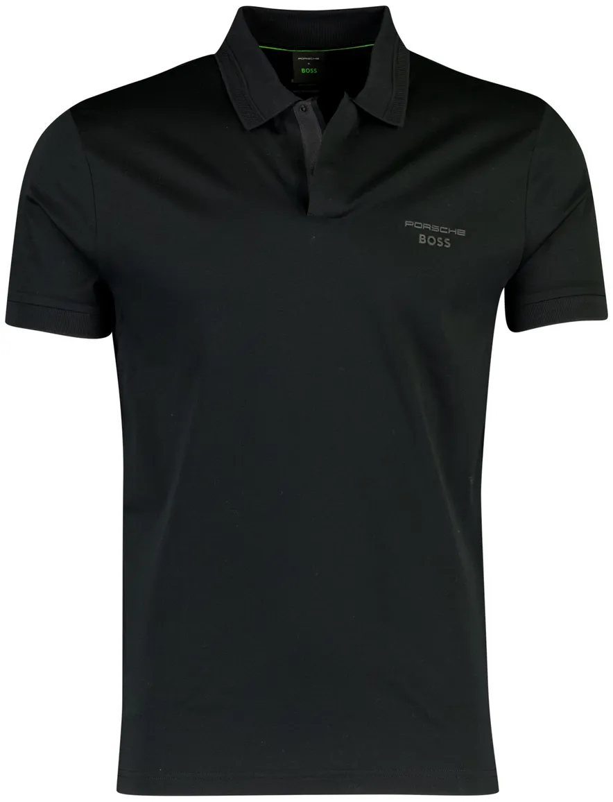Poloshirt BOSS Green Porsche lijn zwart katoen