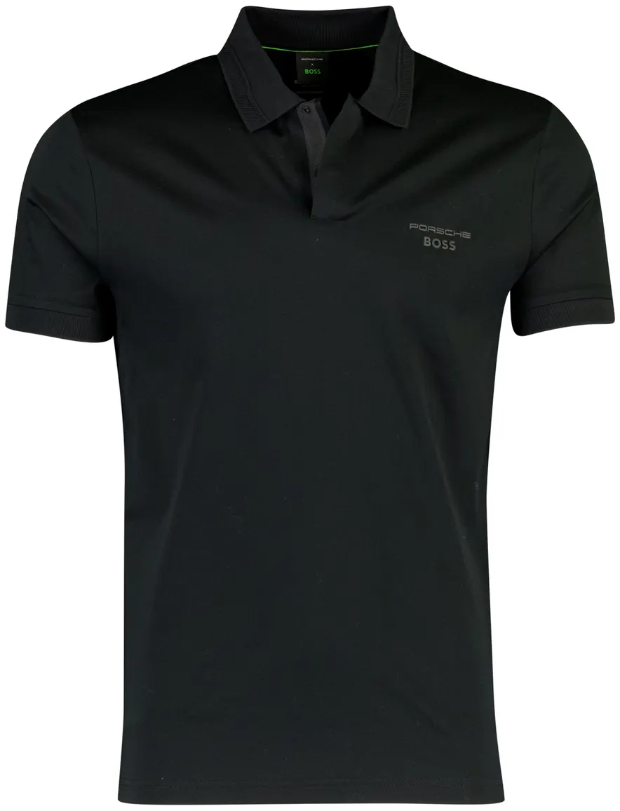 Poloshirt BOSS Green Porsche lijn zwart katoen